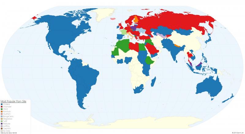 Наиболее популярные порно–сайты по всему миру