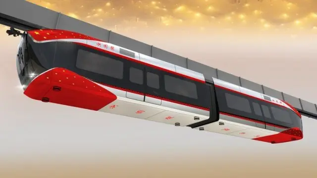 В китайском городе Ухане была введена в эксплуатацию первая в стране линия подвесного поезда на магнитной подушке