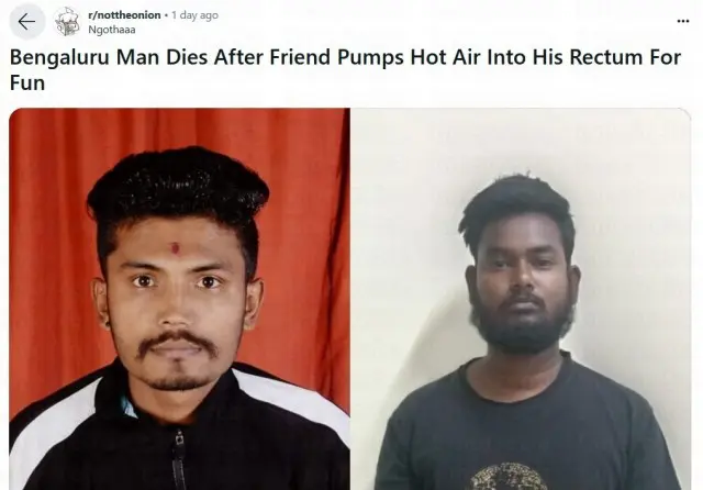 В Индии парень решил пошутить над своим другом и засунул ему фен в анус, включив на полную мощность, из-за чего тот умер