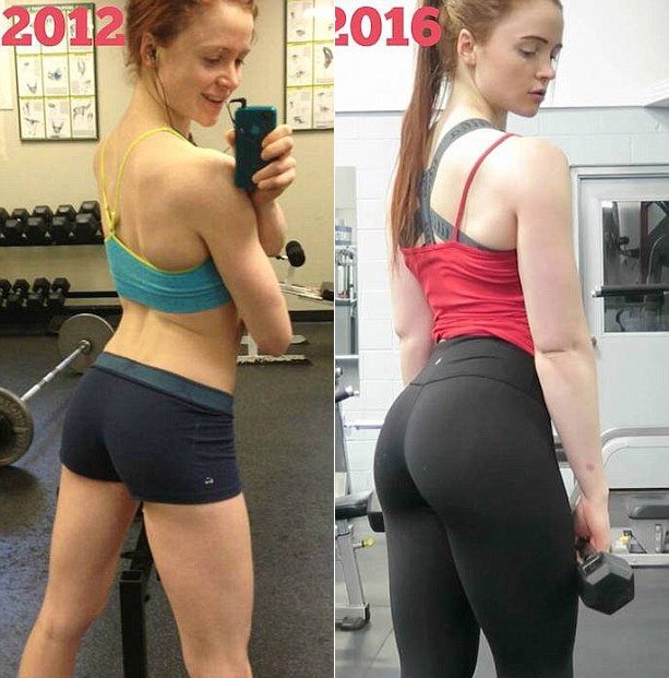 Девушка до и после занятий в тренажерном зале