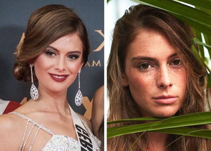 Участницы конкурса «Мисс Вселенная» с косметикой и без