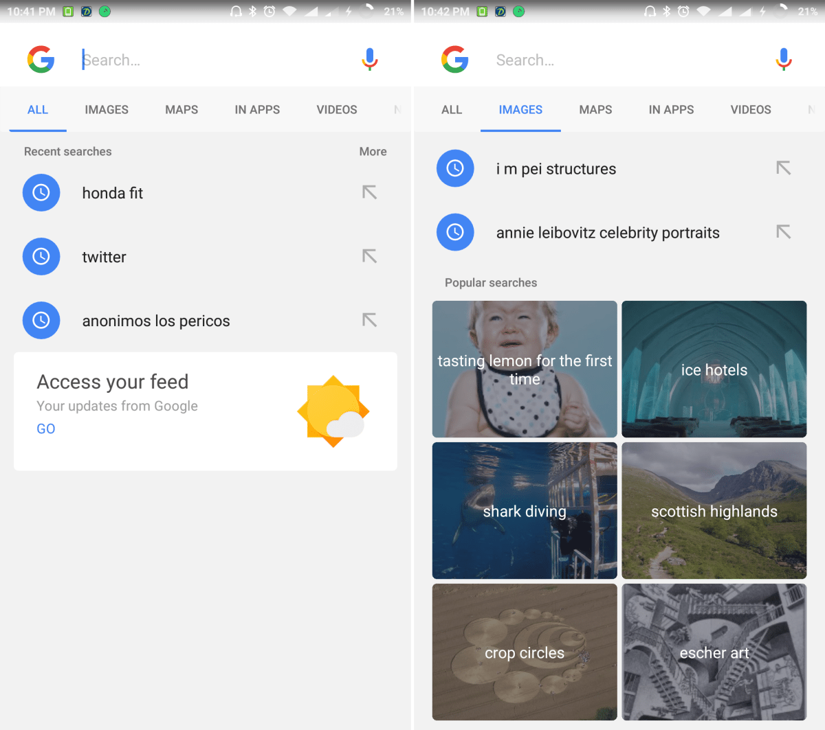 Google тестирует новый интерфейс поискового приложения