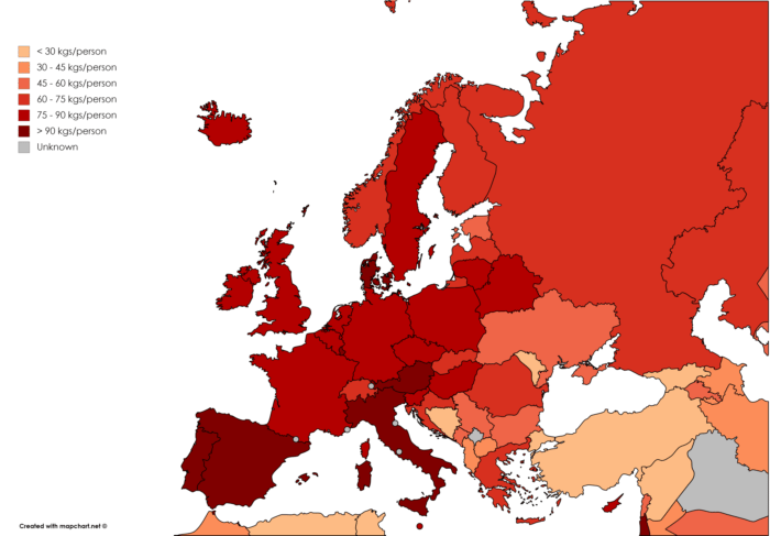 Потребление мяса в Европе