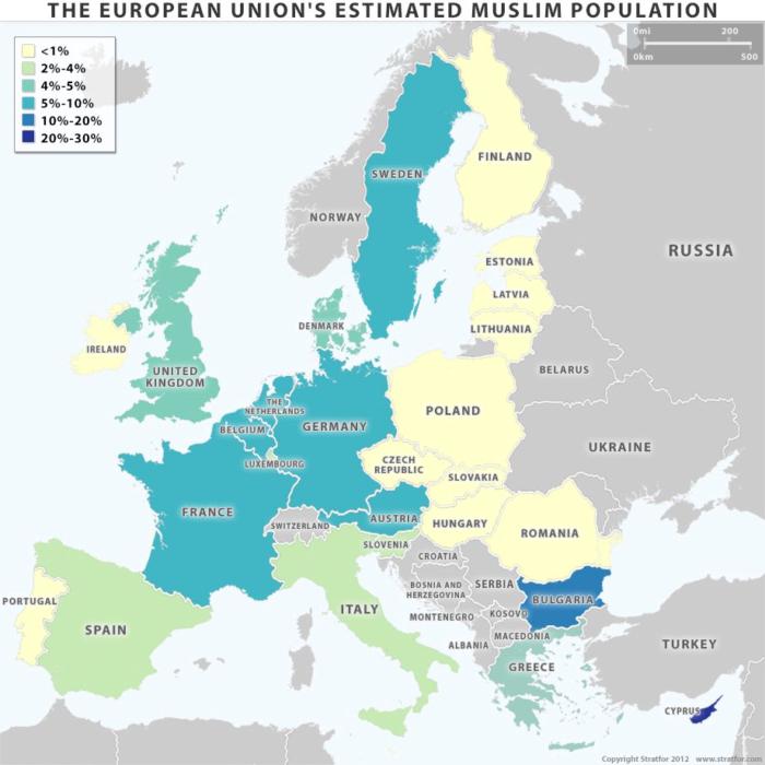 Статистика проживания мусульман в Европе