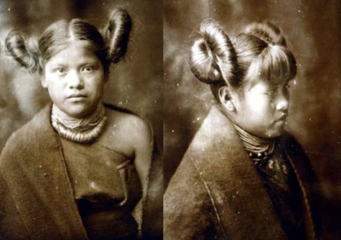 Прически девушек племени хопи