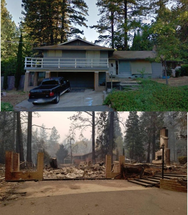 Калифорнийский город Парадайс до и после пожара