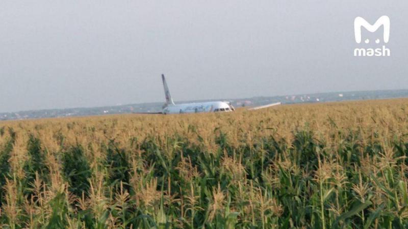 В России посреди поля экстренно сел пассажирский самолет с загоревшимся двигателем, который летел в Крым (6 фото)