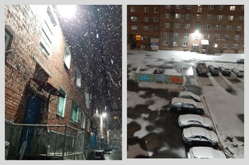 В Норильске выпал первый снег и началась метель