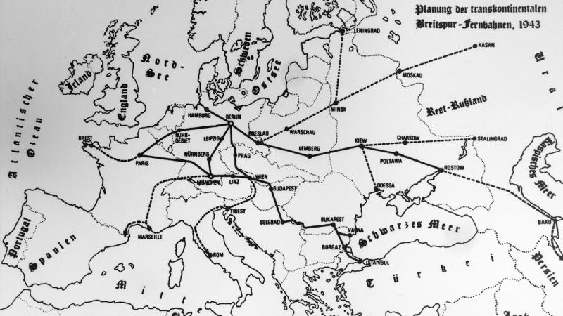 План сети железных дорог сверхширокой колеи «Breitspurbahn» 1943 года