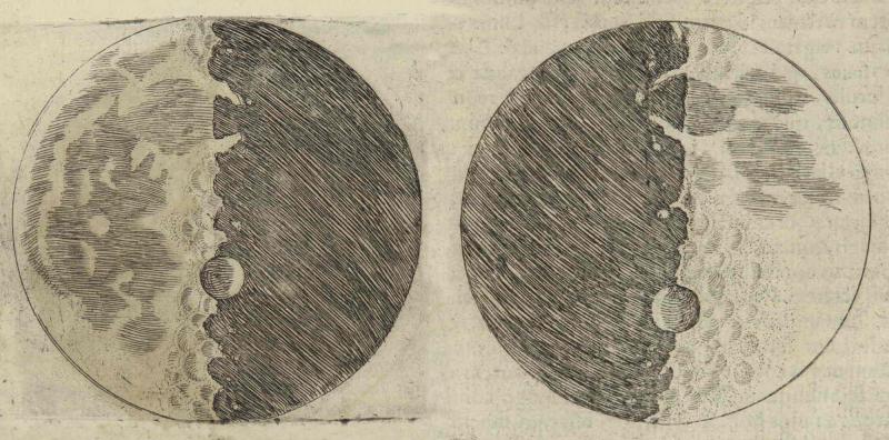 Карта Луны, созданная Галилеем, 30 ноября 1609 года