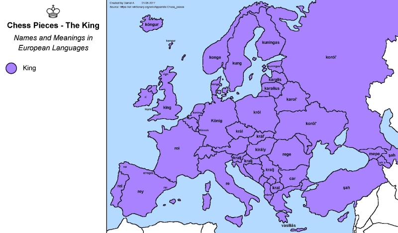 Названия шахматных фигур по странам Европы