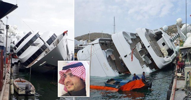 Супер-яхту саудовского принца уронили на верфи в Греции