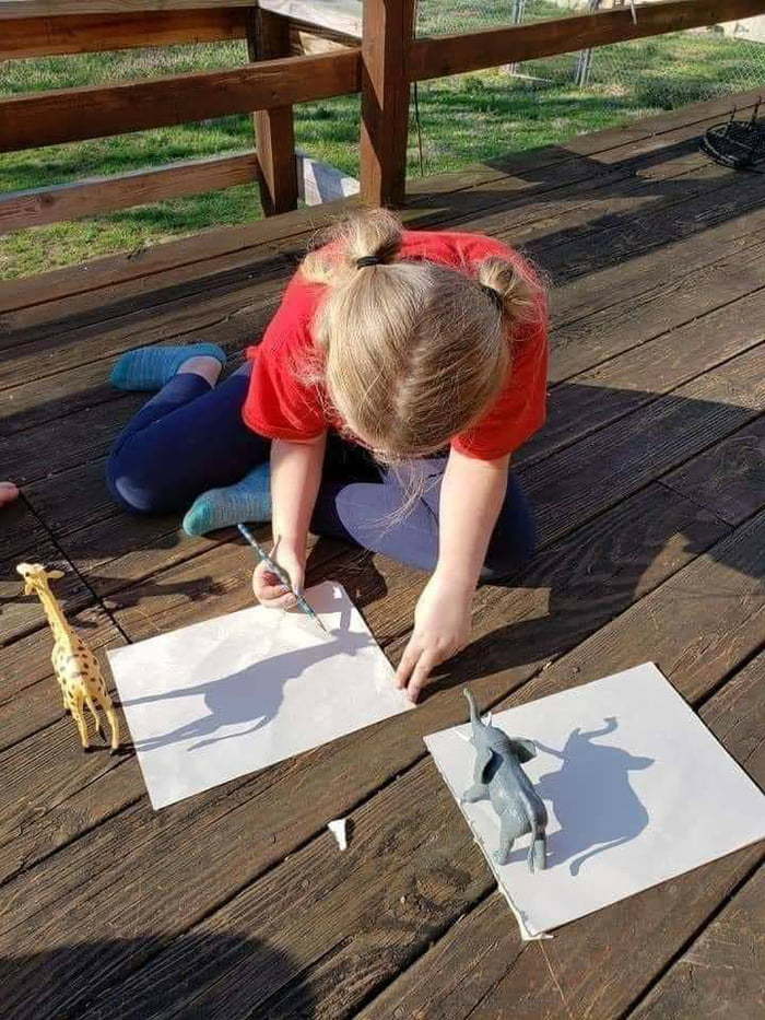 Когда в школе задали задание нарисовать жирафа и слона