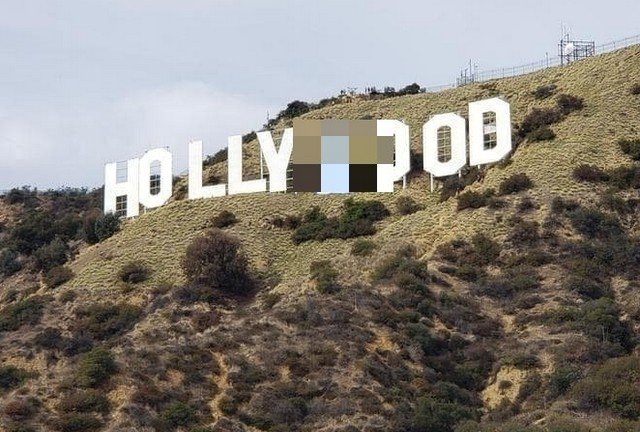 В Лос-Анджелесе пранкеры заменили надпись Hollywood на Hollyboob