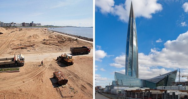 Знаменитые постройки до и после их появления