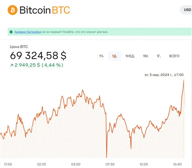 Bitcoin обновил исторический максимум — курс впервые превысил $69 000