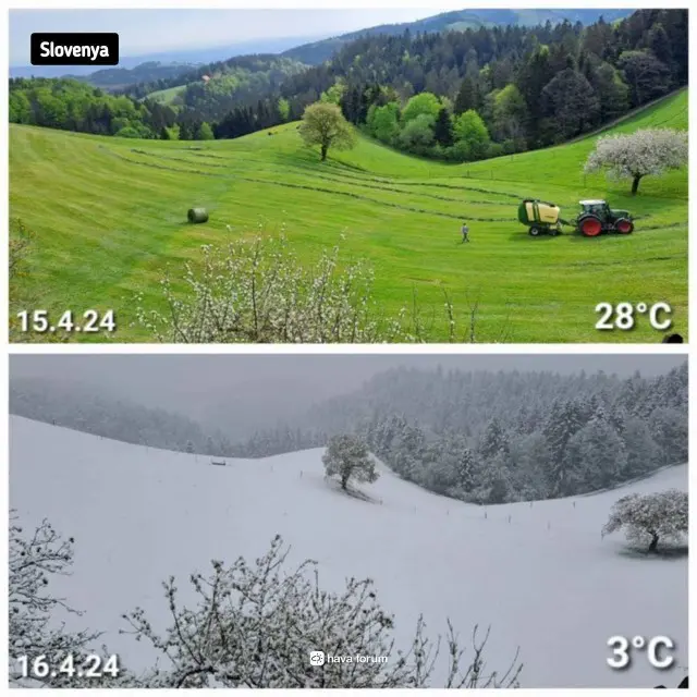 Температура в Словении упала с 28 градусов до 3 градусов всего за 24 часа