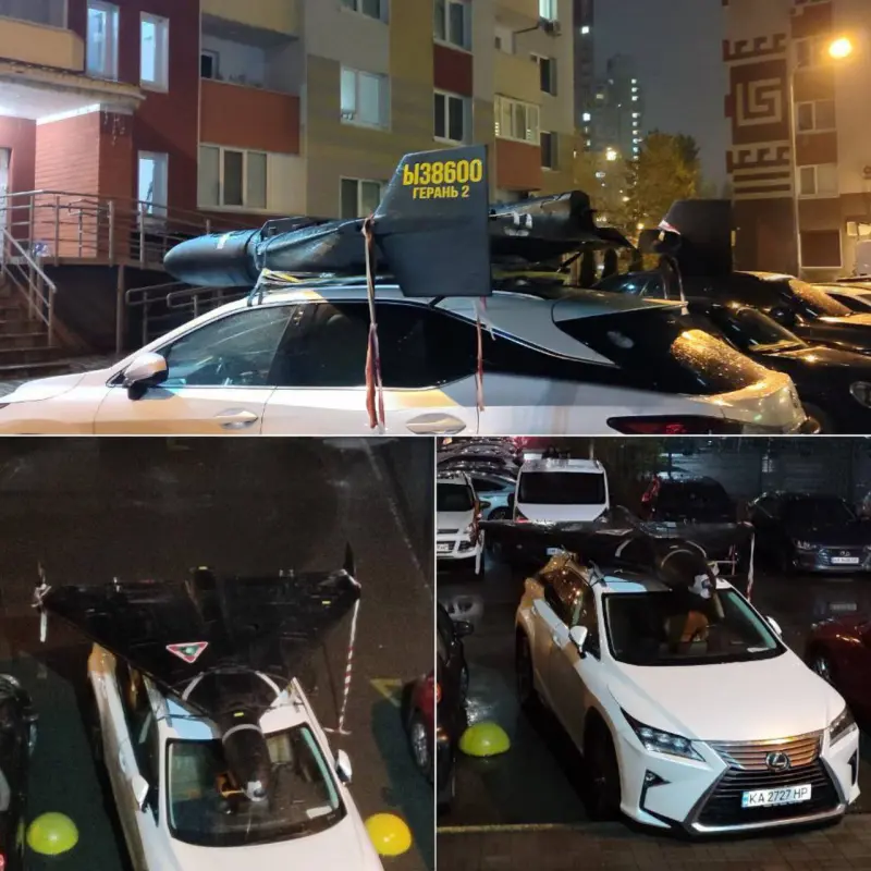 В Киеве кто-то привязал к лексусу БПЛА Герань-2