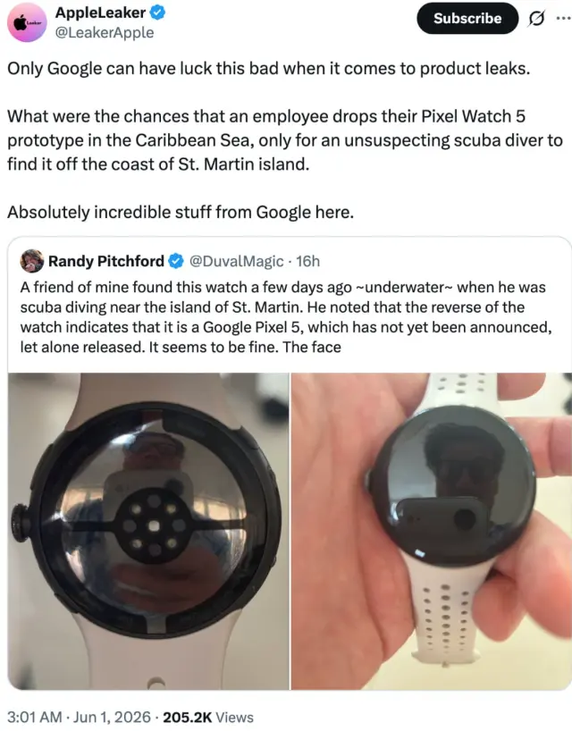 Карибский инцидент: дайвер случайно нашел на дне моря секретный прототип Google Pixel Watch 5